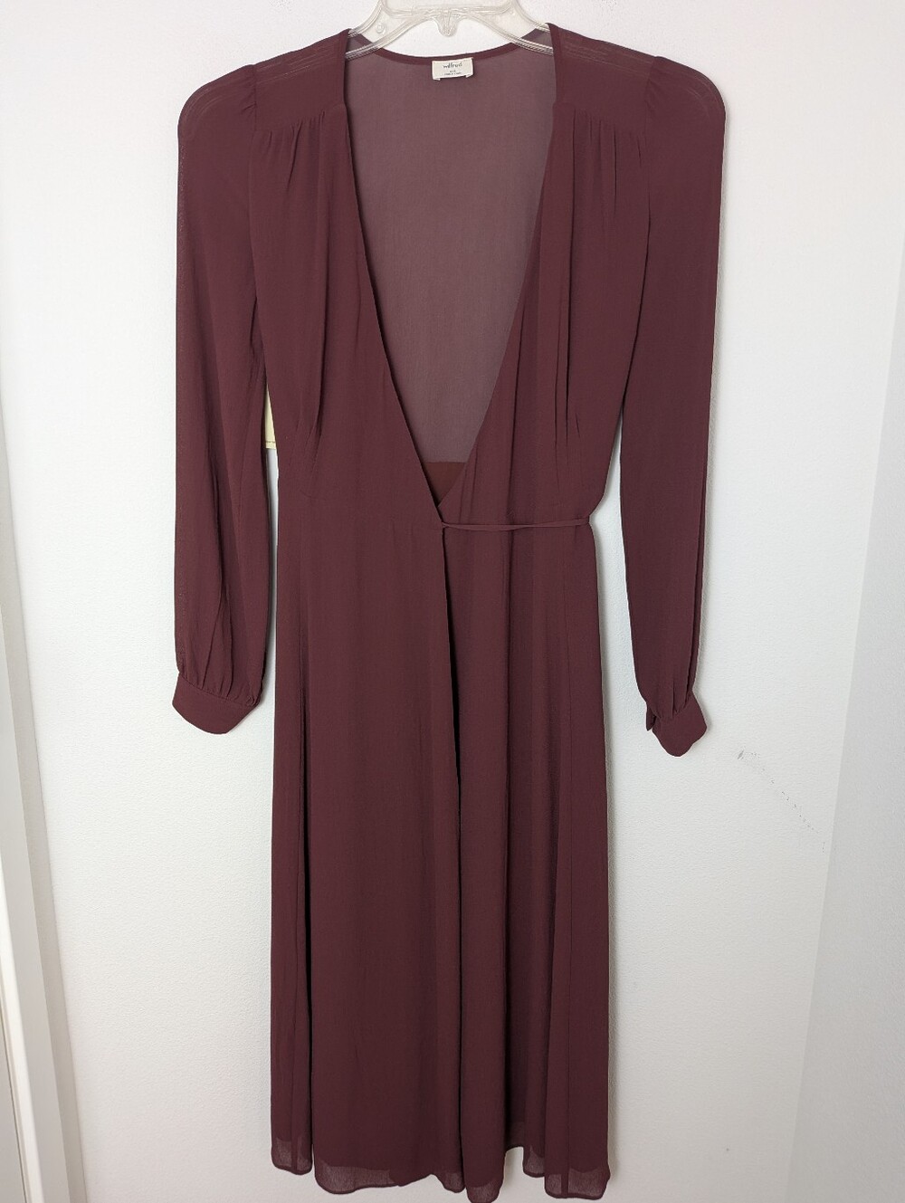 New Wilfred Lina Feminine Wrap Dress Midi Red Rust Size XXS Lined Front Tie - Picture 3 of 16